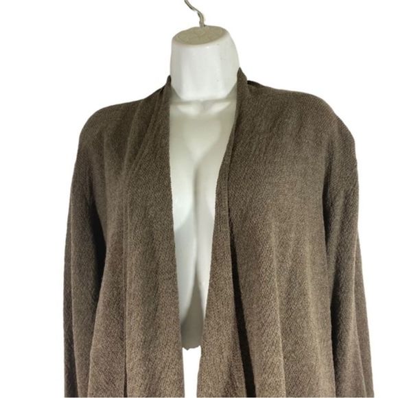Eileen‎ Fisher Size Large Wool Cardigan Open Front Draped Brown Long Sleeve - Picture 4 of 7